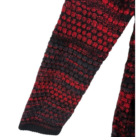 Jones New York Signature Red Black Textured Knit Cardigan Sweater XL Button - Picture 7 of 11